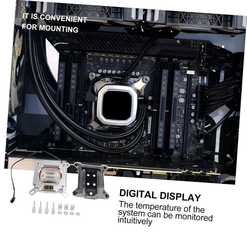 جوفوني وحدة المعالجة المركزية عرض درجة الحرارة الرقمية غطاء تبريد كامل تغطية المشتت الحراري الفضي - Image 4