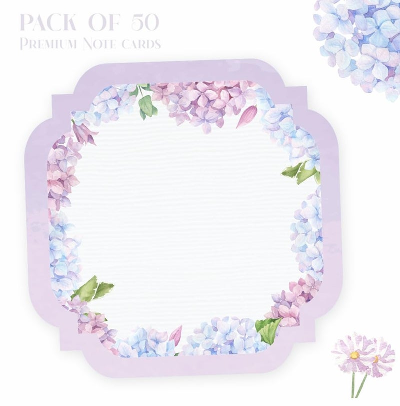 Chic a Choc Note Card Gift Tags in a beautiful Purple Hydrangea Floral Design. Pack of 50 Gift Cards for attaching to gifts and cake boxes - Image 2