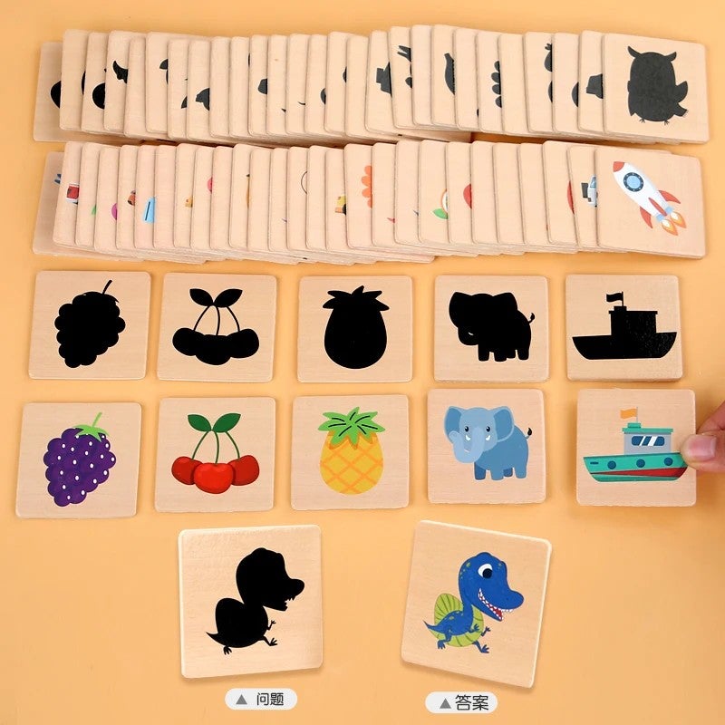 Bluejw Early Education Teaching Shadow Pairing Puzzle Other Educational Toy Wooden Toys Memory Chess Board - Image 4