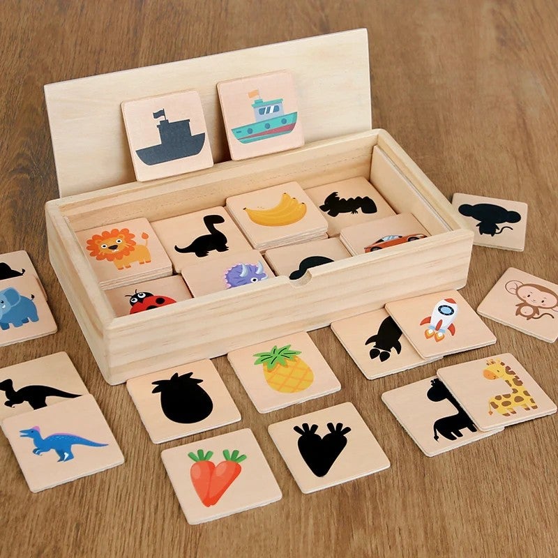 Bluejw Early Education Teaching Shadow Pairing Puzzle Other Educational Toy Wooden Toys Memory Chess Board - Image 3