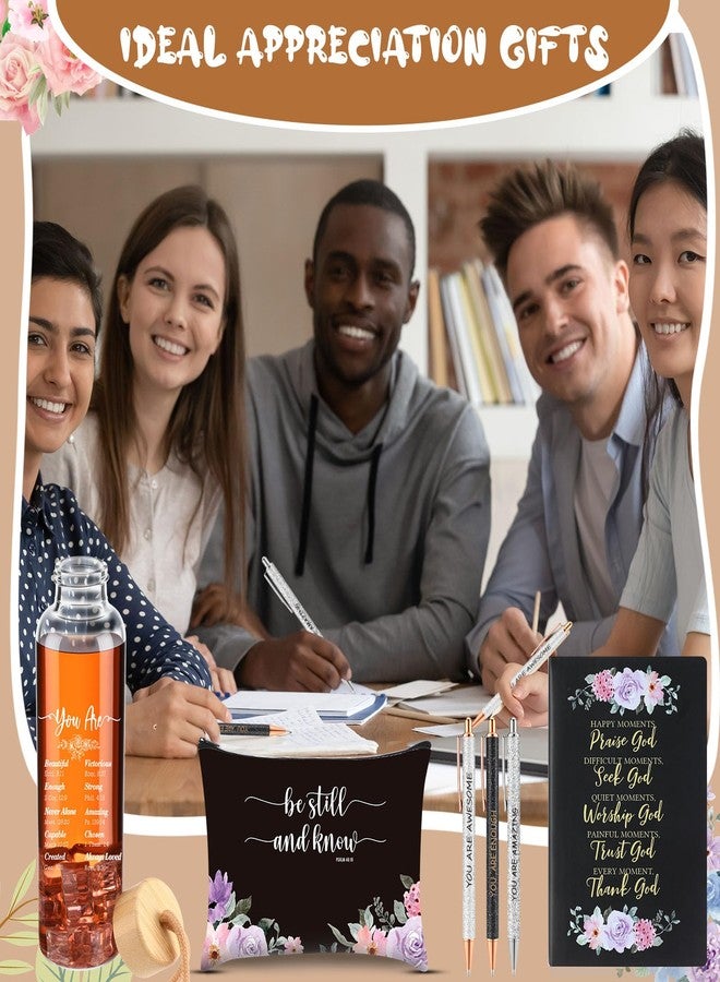 Resholder 6 Pcs Christian Gifts Set for Women Glass Bottle, Makeup Bag, Ballpoint Pens, Religious Scripture Notebook Inspirational Gifts for Sunday School Church(Black) - Image 5