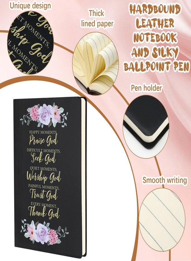 Resholder 6 Pcs Christian Gifts Set for Women Glass Bottle, Makeup Bag, Ballpoint Pens, Religious Scripture Notebook Inspirational Gifts for Sunday School Church(Black) - Image 3