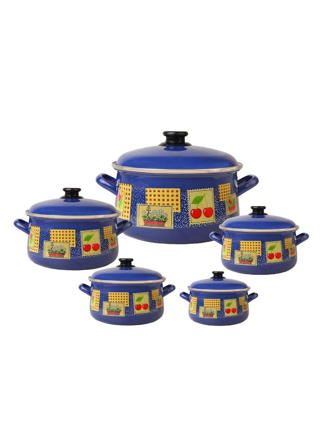 Menova "Heritage Tablo" Blue 10-Piece Enamel Cookware Set