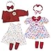 Ecore Fun 2 Set Baby Doll Clothes for 20 22 Inch Dolls 7 Pcs 20 Inch Dolls Clothes Accessories Dress Outfits Include Skirts Socks Headbands No Doll - Image 2