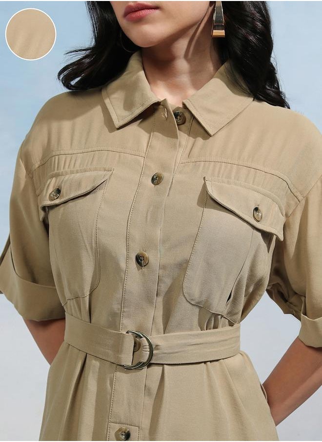 Tokyo Talkies Collared Shirt Midi Dress with Flap Pockets - Image 5