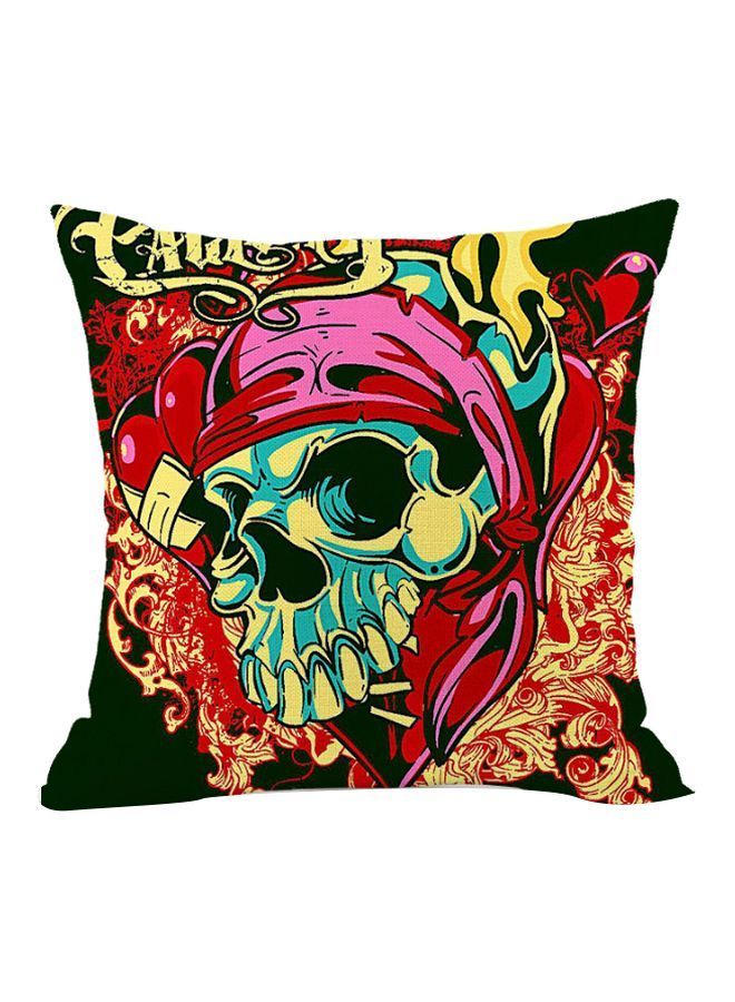 NIBEMINENT Retro Skull Printed Cushion Cover Red/Green/Yellow 45x45cm