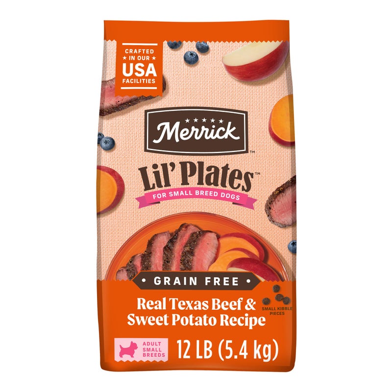Merrick Lilâ€™ Plates Premium Grain Free Dry Dog Food For Small Dogs, Real Texas Beef And Sweet Potato Kibble - 12.0 lb. Bag - Image 1