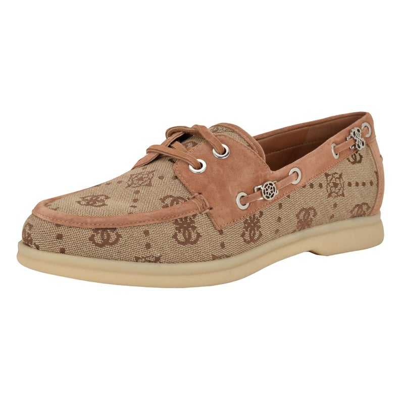 Guess Women's YOMAYA Boat Shoe, Medium Brown Suede Logo 210, 6.5 - Image 4