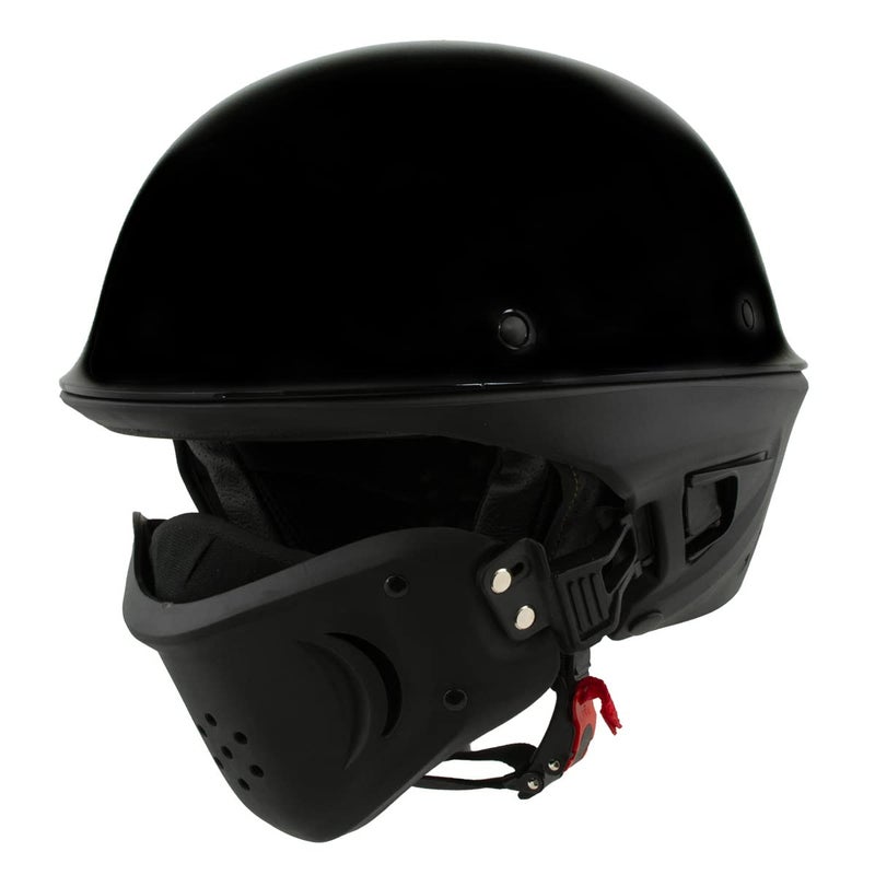 Milwaukee Helmets MPH9831DOT Rascal 34 Open Face Gloss Black 2 in 1 Motorcycle Helmet for Men and Women Biker Small
