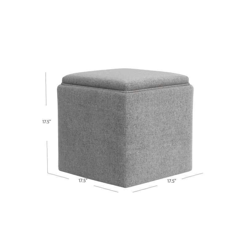 Homepop Home Decor |HomePop Storage Ottoman with Tray Top|Upholstered Modern Square Storage Ottoman with Storage for Living Room & Bedroom, Grey Woven - Image 4