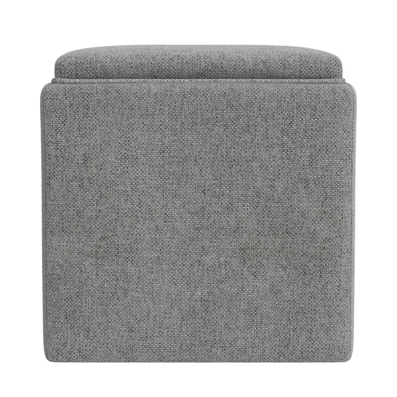 Homepop Home Decor |HomePop Storage Ottoman with Tray Top|Upholstered Modern Square Storage Ottoman with Storage for Living Room & Bedroom, Grey Woven - Image 3