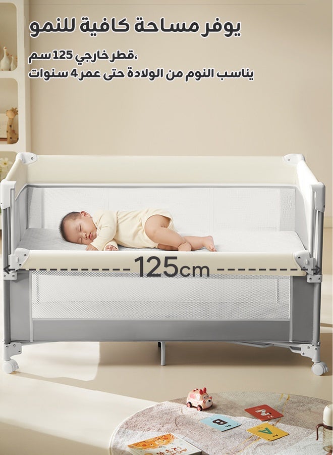 Riolio Portable Baby Cot for 0-4 Years,4-in-1 Multifunctional Baby Cot with Co-Sleeper, Bassinet, Playpen, Foldable Cot, and Travel Bed, Includes Mosquito Net, Mattress, Organizer, and Wheels, Up to 20kg - Image 3