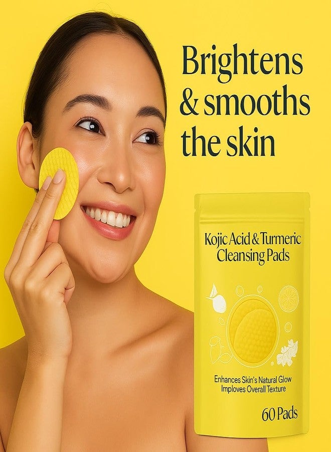 REXOTEX Kojic Acid & Turmeric Cleansing Pads for Face | Brightening Exfoliating Pad for Dark Spots, Glowing Skin & Texture Improvement | Daily Facial Wipes for All Skin Types (60 Pads) - Image 3
