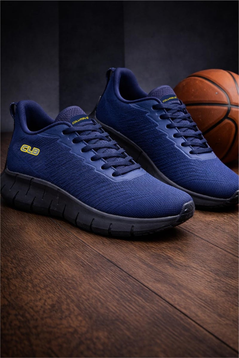 Columbus Sports Shoe - Running Shoe| Walking Shoe| Training & Gym Shoe| Outdoors Shoe for Men(Navy/Mustard),UK06 - Image 2