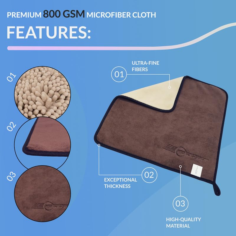 Neodrift ‘800 GSM Microfiber Cloth' - Ultra Soft Cleaning Cloth for Car, Bike - Polishing, Detailing, Highly Absorbent (Size - 40X40 Cm) (Set of 2 Pc) (Colour - Beige + Coffee) - Image 2