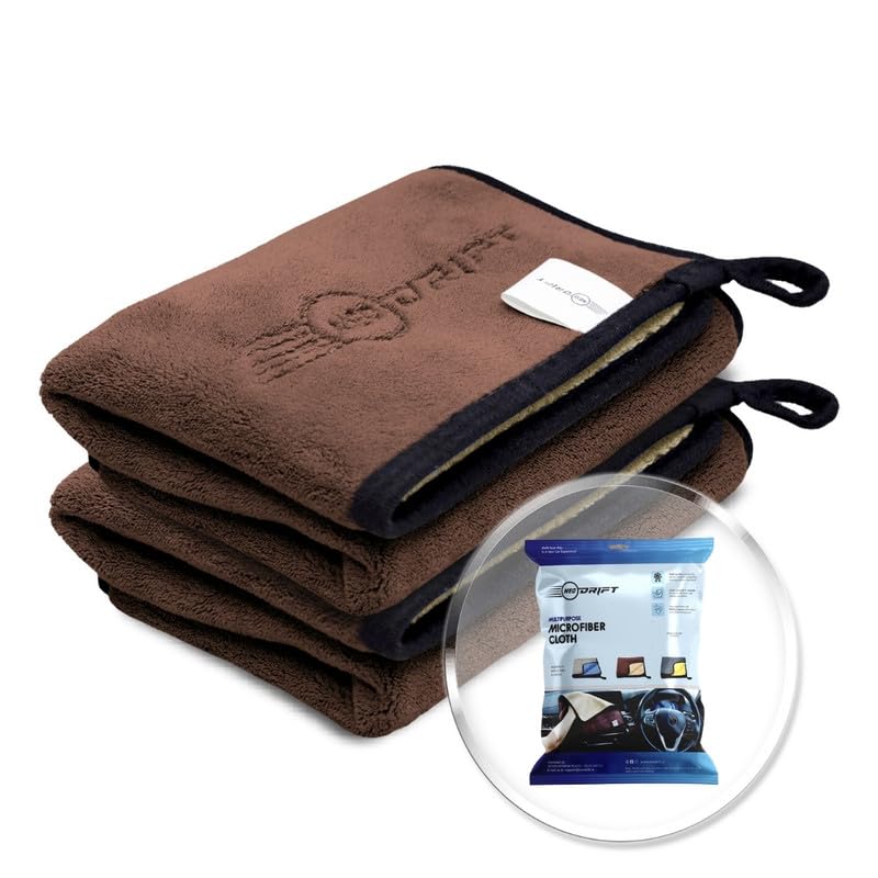 Neodrift ‘800 GSM Microfiber Cloth' - Ultra Soft Cleaning Cloth for Car, Bike - Polishing, Detailing, Highly Absorbent (Size - 40X40 Cm) (Set of 2 Pc) (Colour - Beige + Coffee) - Image 1