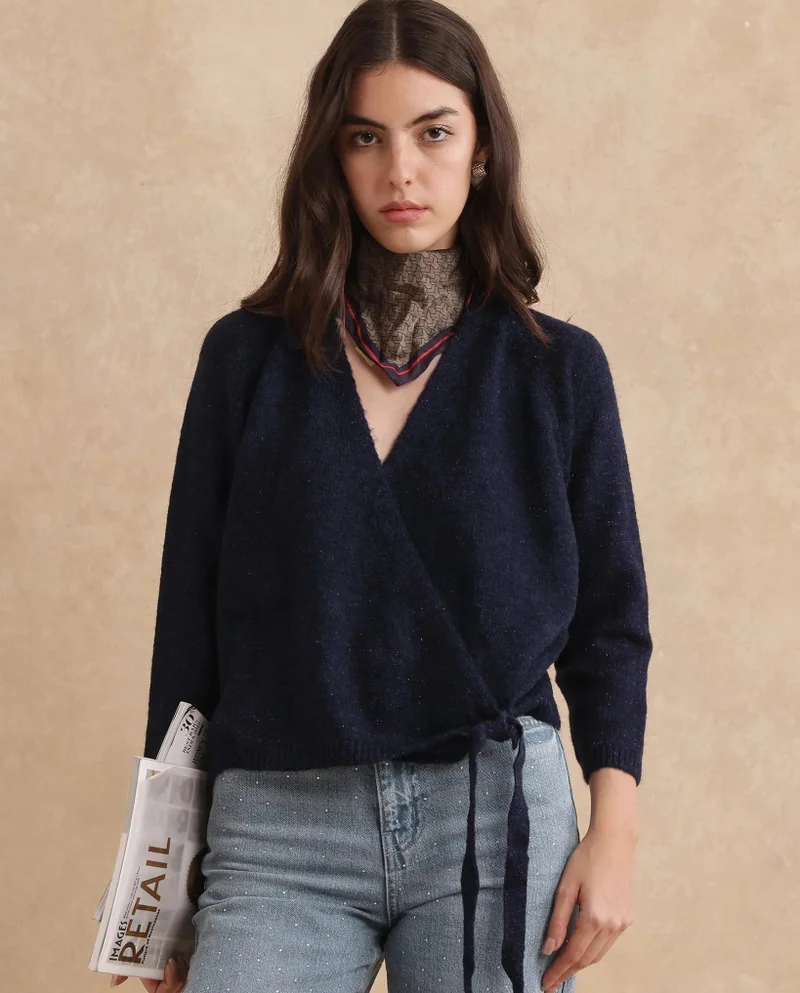 Rareism Rareism Women Minjin Dark Purple Relaxed Fit Plain Cardigan