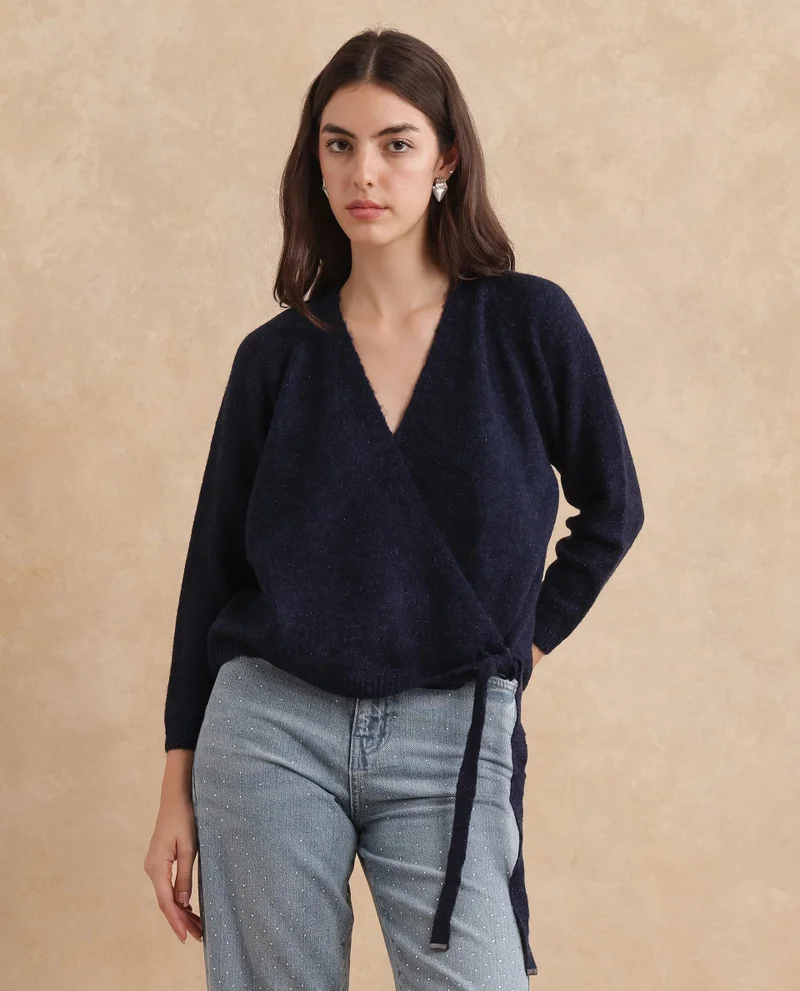 Rareism Rareism Women Minjin Dark Purple Relaxed Fit Plain Cardigan