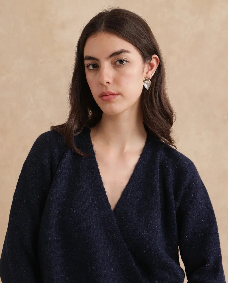Rareism Rareism Women Minjin Dark Purple Relaxed Fit Plain Cardigan