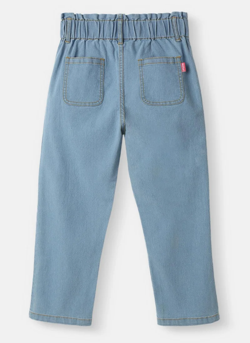 نوتيناتي Nautinati Girls' Crochet Flowers Cotton Denim Jeans with Patch Pockets