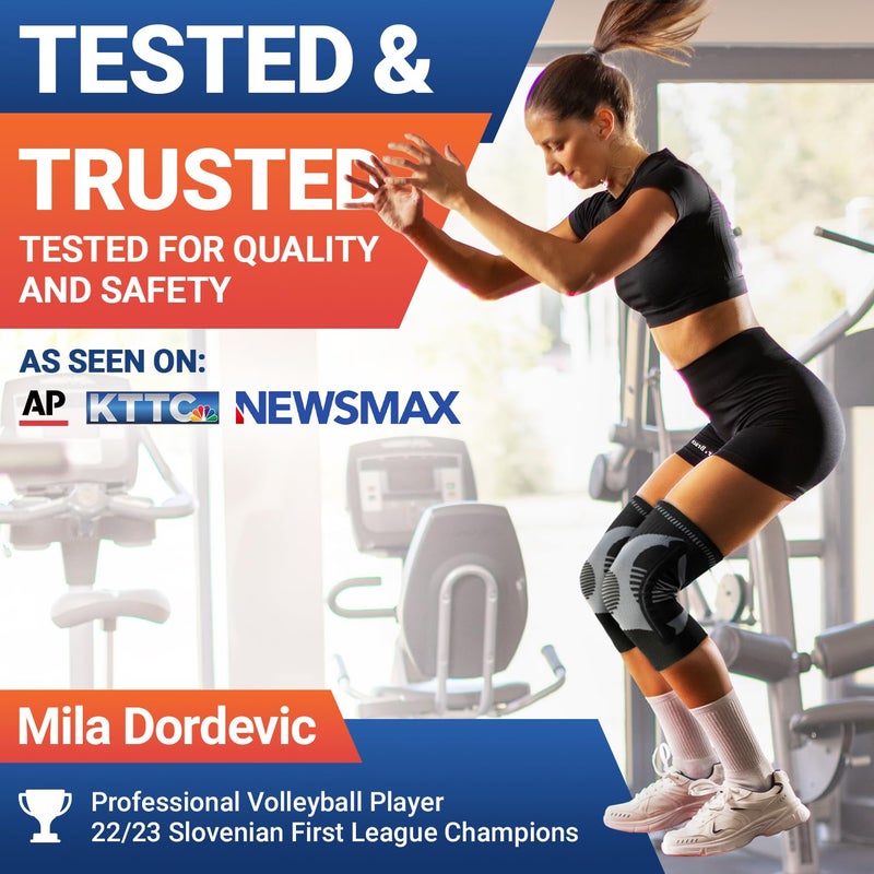 DR. BRACE ELITE Knee Brace with Size Stabilizer (2 Pack) Knee Brace for Women & Men, Workout, Sports, Daily Knee Compression Sleeve for Maximum Knee Pain Support & Fast Recovery (Mercury, Large) - Image 3