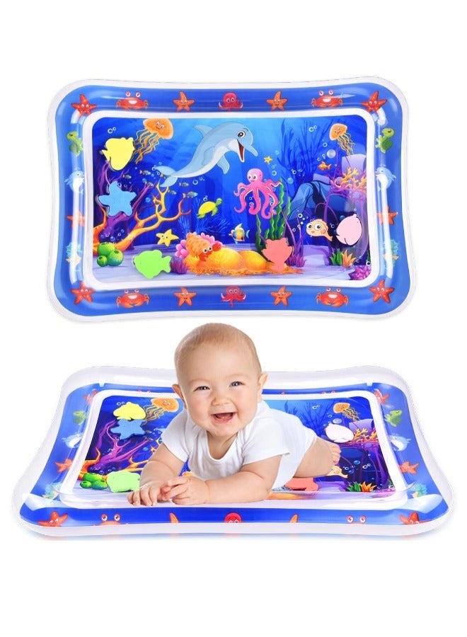 شيبشيب سجادة لعب مائية قابلة للنفخ لوقت استلقاء الطفل على البطن 丨 سجادة لعب مائية لتمارين الاستلقاء على البطن مناسبة للرضع والأطفال الصغار من عمر 3 إلى 12 شهرًا، لعبة تعزز نمو الطفل، المقاس 69×50 سم - Image 1