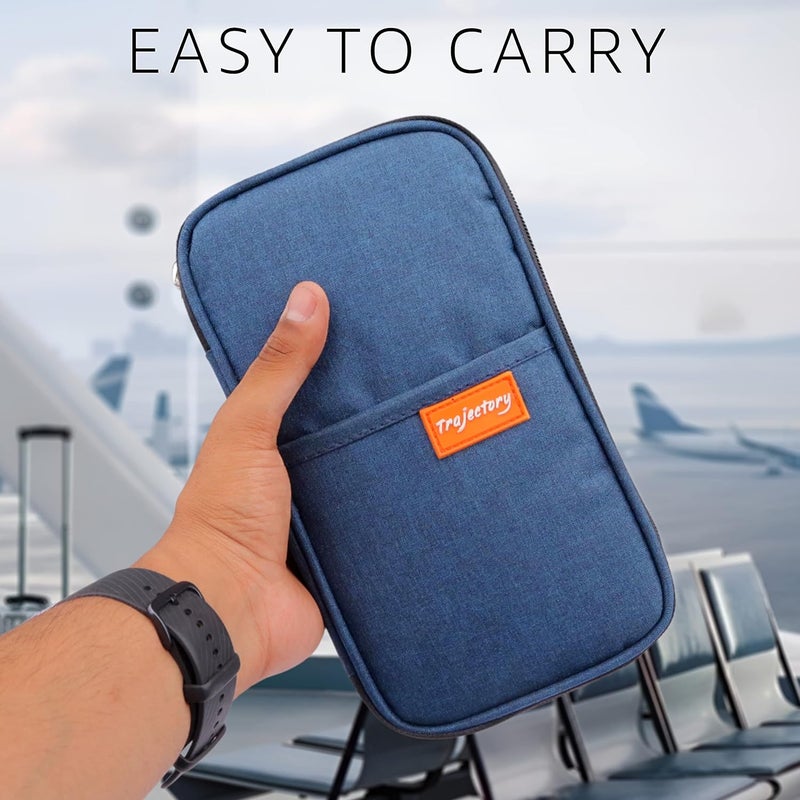 Trajectory Fabric Travel Passport and Card Holder and Wallet Organiser Case for Daily Use and International Trip for Men and Women in Blue - Image 5