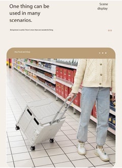 LEDIN Foldable Utility Rolling Shopping Cart Heavy Duty Rolling Grocery Cart on 4 Wheels Portable Collapsible Shopping Cart with Telescoping Handle for Tourist Shopping Office Outdoor  - Image 4
