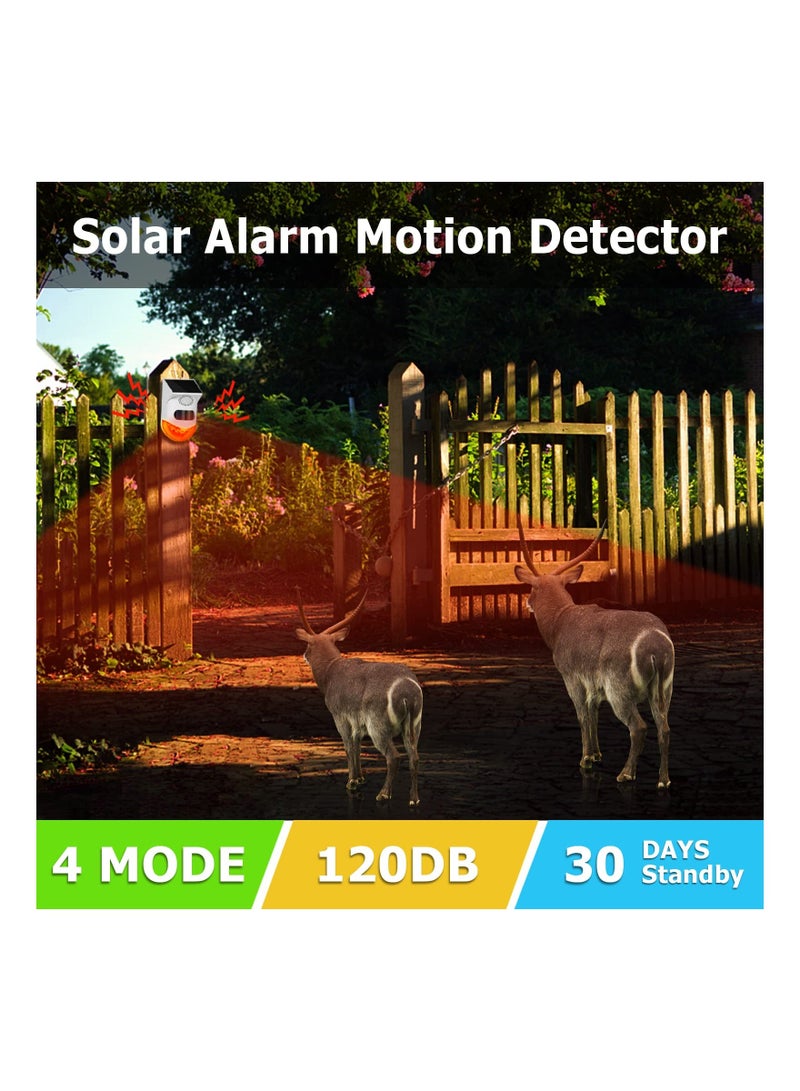 Security Solar Strobe Alarm Light with Motion Sensor Outdoor Alarm Siren with Remote Controller 120db Sound Light Waterproof for Home Farm Yard - Image 2