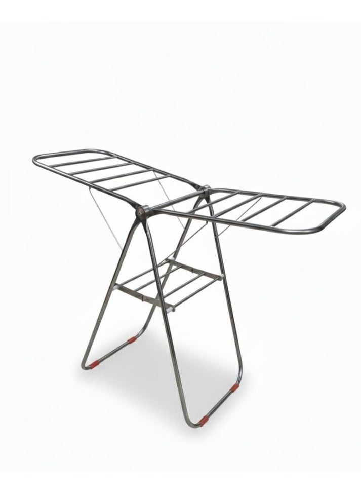 Spaceshoop Premium Foldable Metal Clothes Drying Rack  Stainless Steel  Space Saving Indoor Outdoor Laundry Airer  1  silver - Image 1