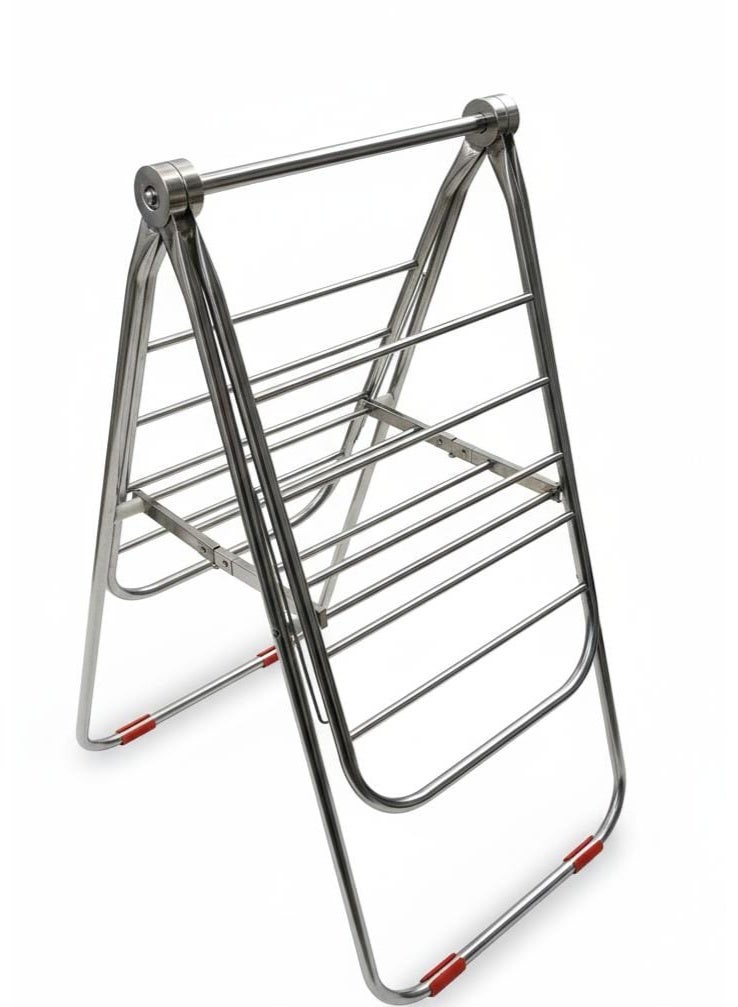 Spaceshoop Premium Foldable Metal Clothes Drying Rack  Stainless Steel  Space Saving Indoor Outdoor Laundry Airer  1  silver - Image 2