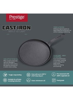 Prestige Cast Iron Flat Tawa 24 cm | Induction Base Tawa Pan for Dosa/Roti/Chapati with Stick Handle | Pre-Seasoned Cast Iron Cookware - PR48891 Black - pzsku/ZC57DA7FB7D3E8B734799Z/45/_/1707222306/bcb52ee3-441e-4577-bf61-c5b1efffb921