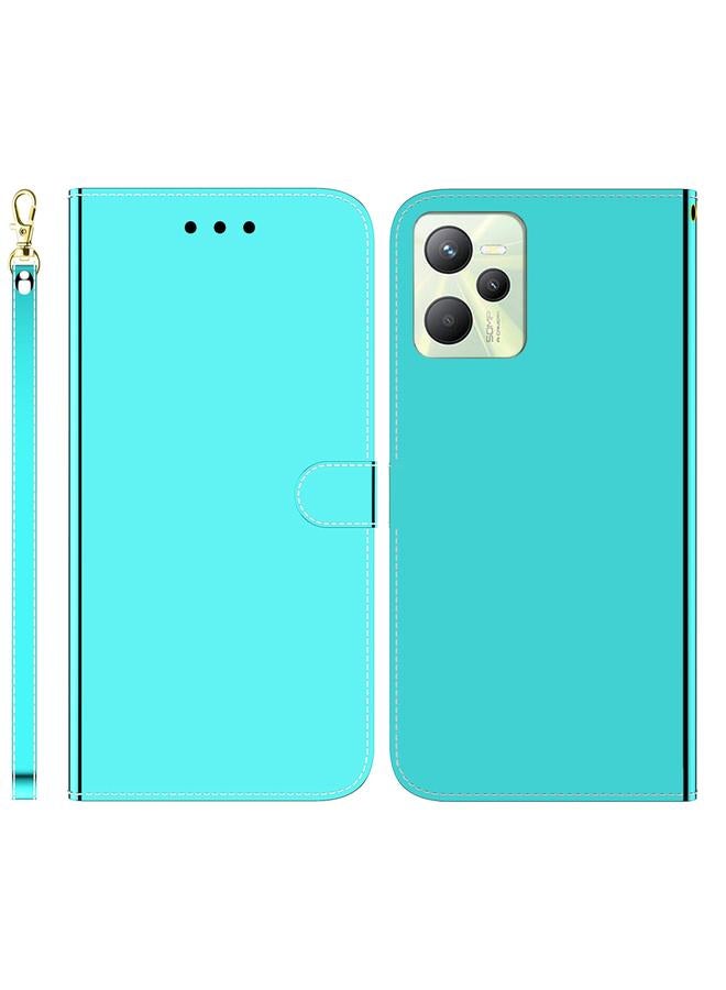 اس-توب جراب لهاتف OPPO Realme C35 مصنوع من الجلد الصناعي بسطح مرآة - Image 1