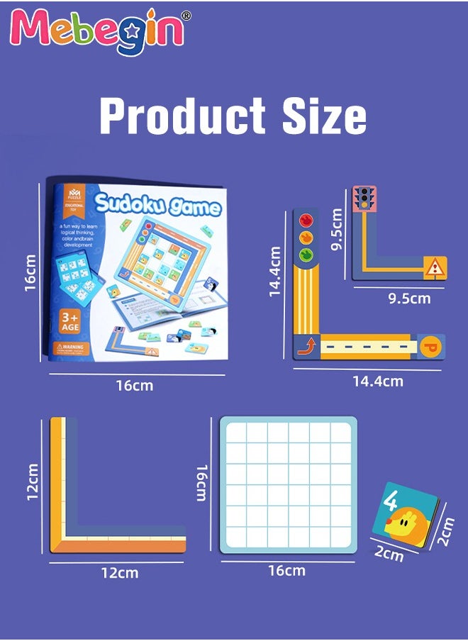 MEBEGIN - 4 In 1 Magnetic Sudoku Game with 100  Puzzles and 36 Chessman,  Fun Preschool Learning Activities, Numbers and Counting Math Toys for Kids Aged 3+, Fun Way to Learn Logic Thinking, 3x3, 4x4, 5x5, 6x6 Puzzles with Solutions - Image 1