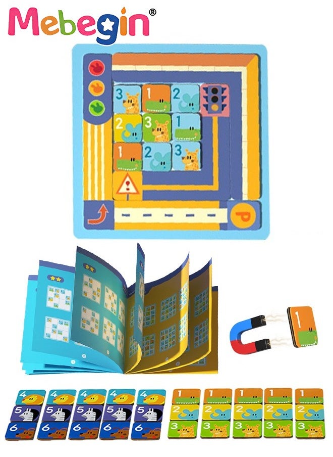 MEBEGIN - 4 In 1 Magnetic Sudoku Game with 100  Puzzles and 36 Chessman,  Fun Preschool Learning Activities, Numbers and Counting Math Toys for Kids Aged 3+, Fun Way to Learn Logic Thinking, 3x3, 4x4, 5x5, 6x6 Puzzles with Solutions - Image 1