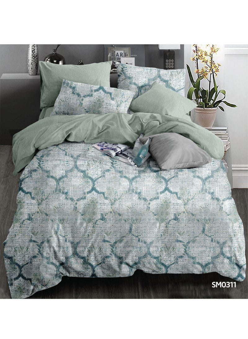 ShinyFlower Compressed Summer Quilt 4-Piece Set – Single Size 220x160cm –Printed Microfiber Fabric with 100% Pure Cotton Filling comforter– Soft Bedding Set - Image 1