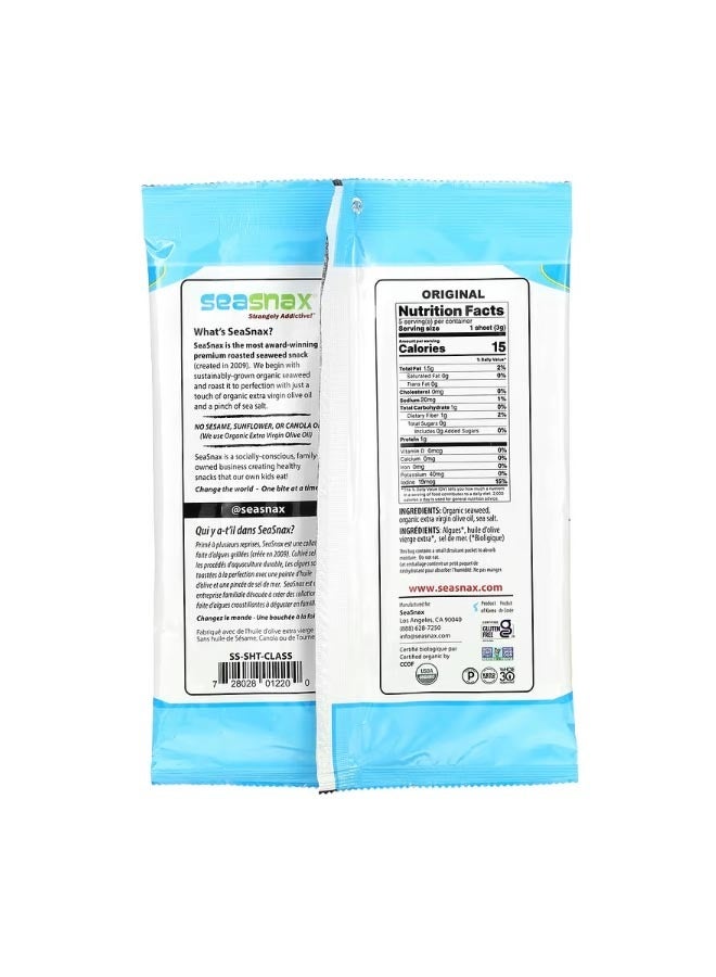 سي سناكس Organic Roasted Seaweed Wrapz Original 5 Large Sheets 0.54 oz 15 g - Image 2