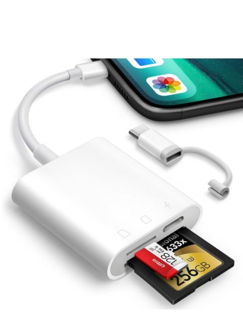 SD Card Reader for iPhone iPad,Oyuiasle Trail Game Camera SD Card Reader Viewer,Memory Card Reader Adapter with SD & MicroSD Card Slots,Plug and Play