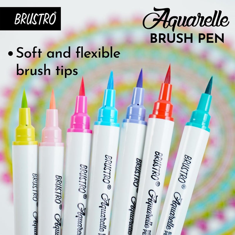 Brustro Aquarelle Brush Pen | Set of 24 | Refillable, Art Markers for Students, Adults, Colouring Pens, Colors, Art Supplies, Paint, Pastel, Doodling, Marker, Drawing, Calligraphy - Image 4