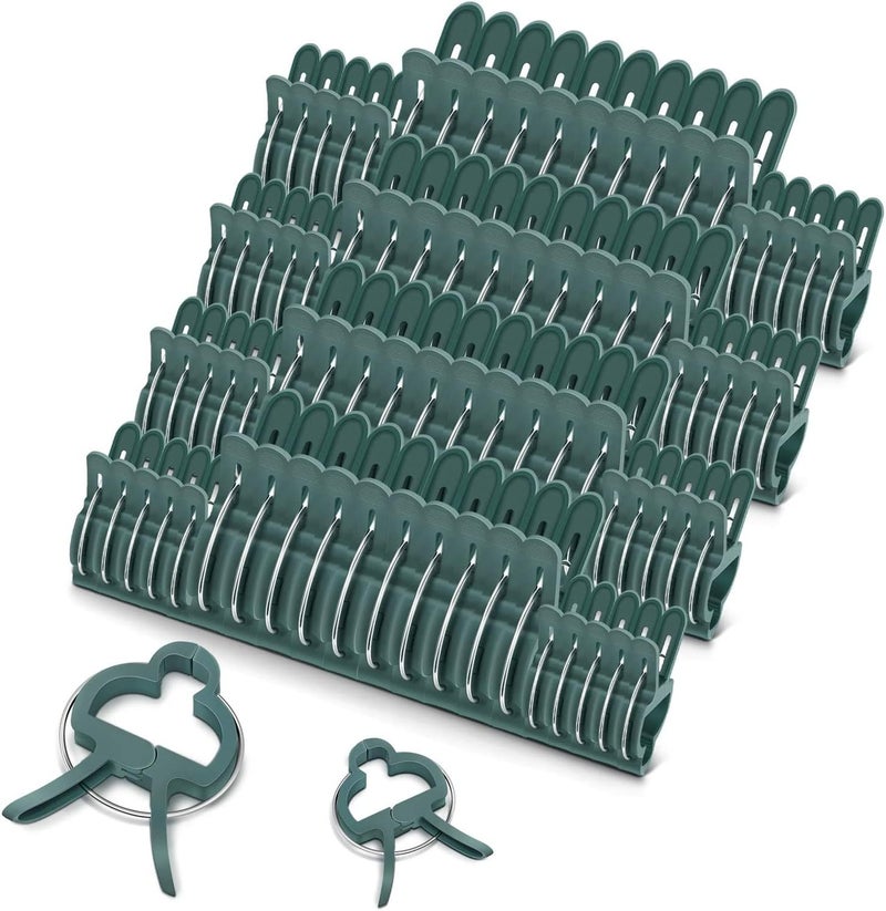 iPower iPower 80 PCS Clips for Straightening Bamboo Stakes and Tomato Cages Gardening Tools for Supporting Climbing Vines Stalks Stems and Plant Trellis Green  - Image 1