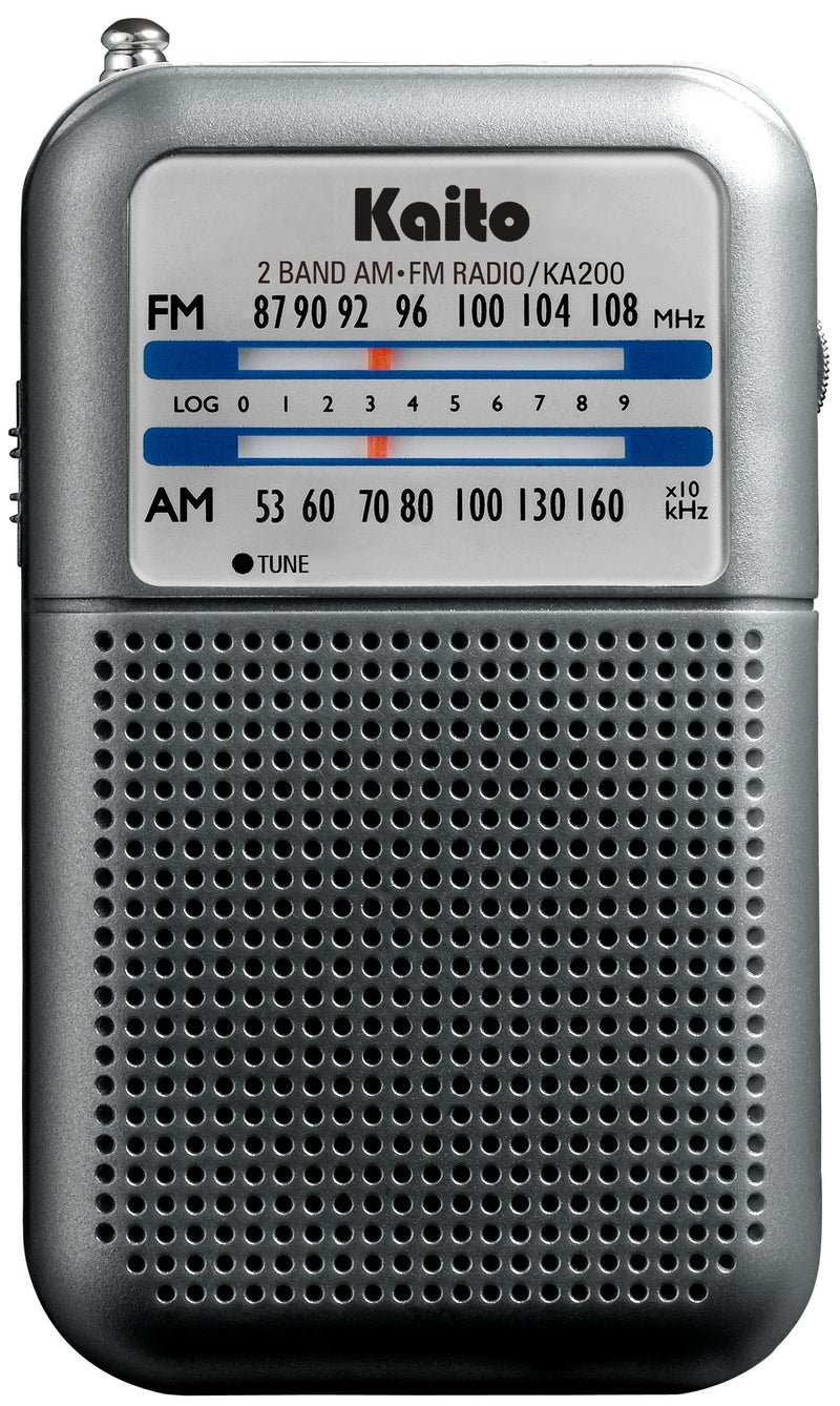 Kaito KA200S Pocket AM/FM Radio, Gray - Image 1