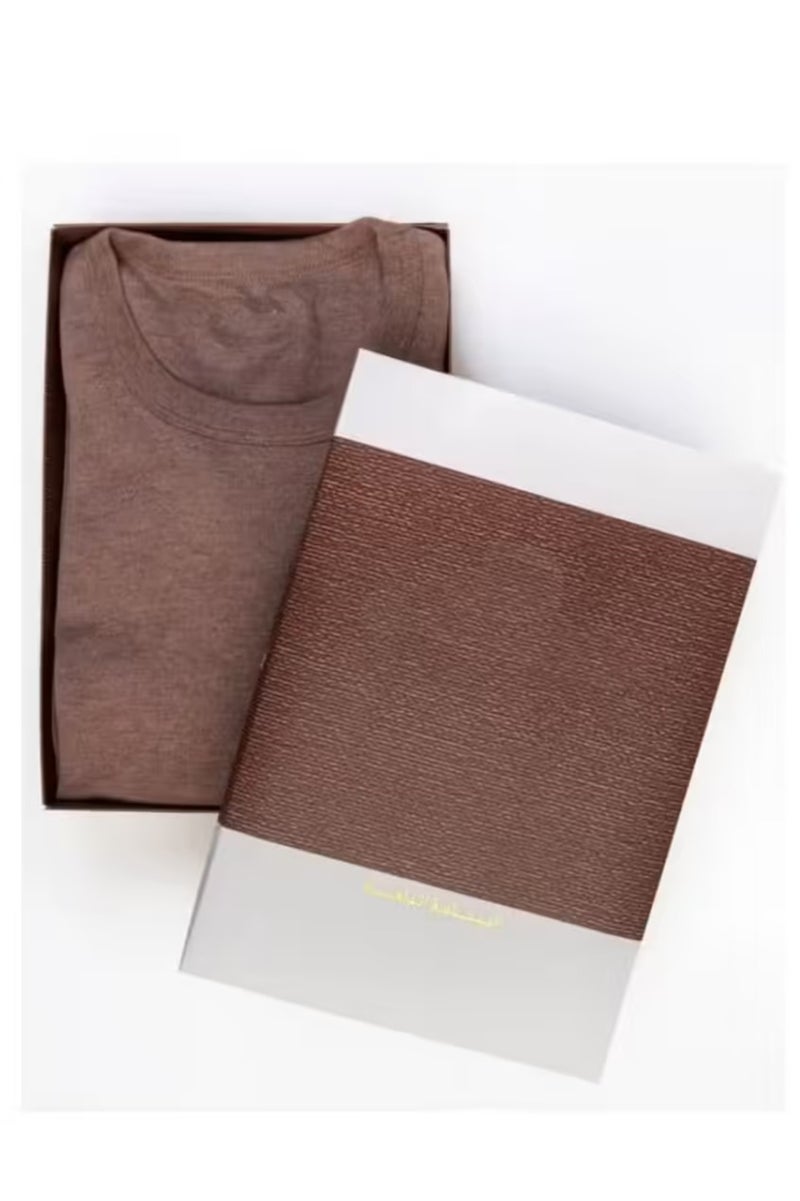 Drosh Men's long Sleeved Undershirt And Pants Pajama Set Brown  - Image 2