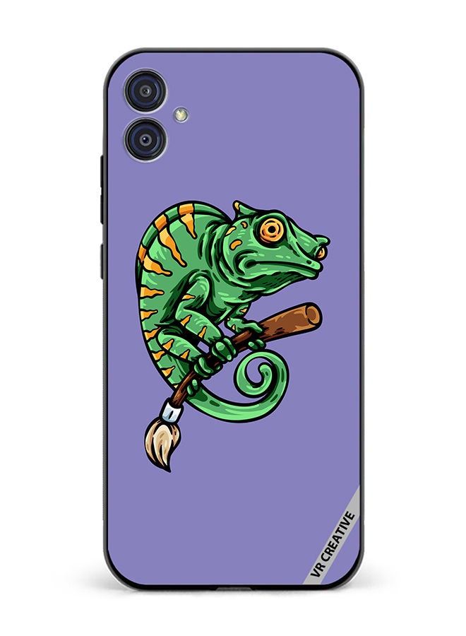 VR CREATIVE Protective Case Cover For Samsung Galaxy M04/F04 Chameleon On Broom Design Multicolour - Image 1