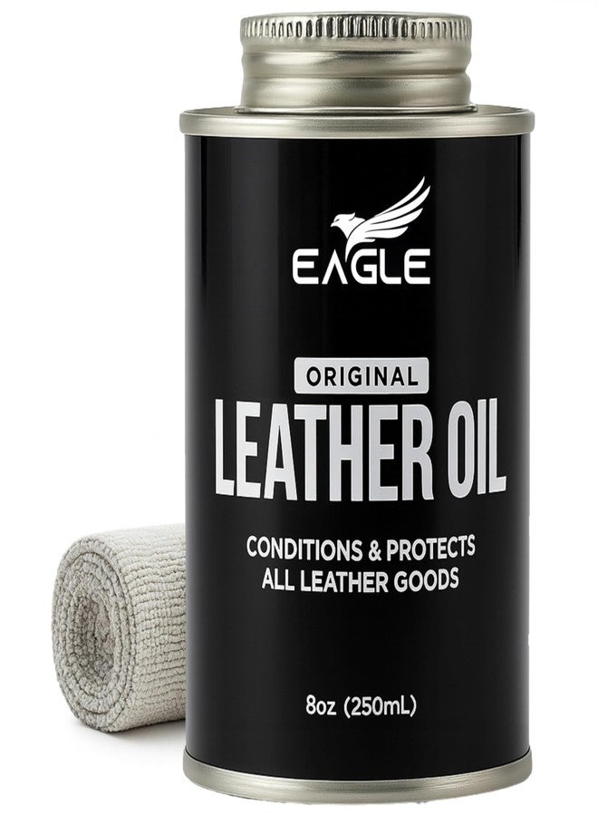 Eagle Leather Oil 8.45oz with Applicator & Premium Towel - All-Natural Neatsfoot Oil Conditioner for Boots, Shoes, Saddles, and Furniture - Image 1