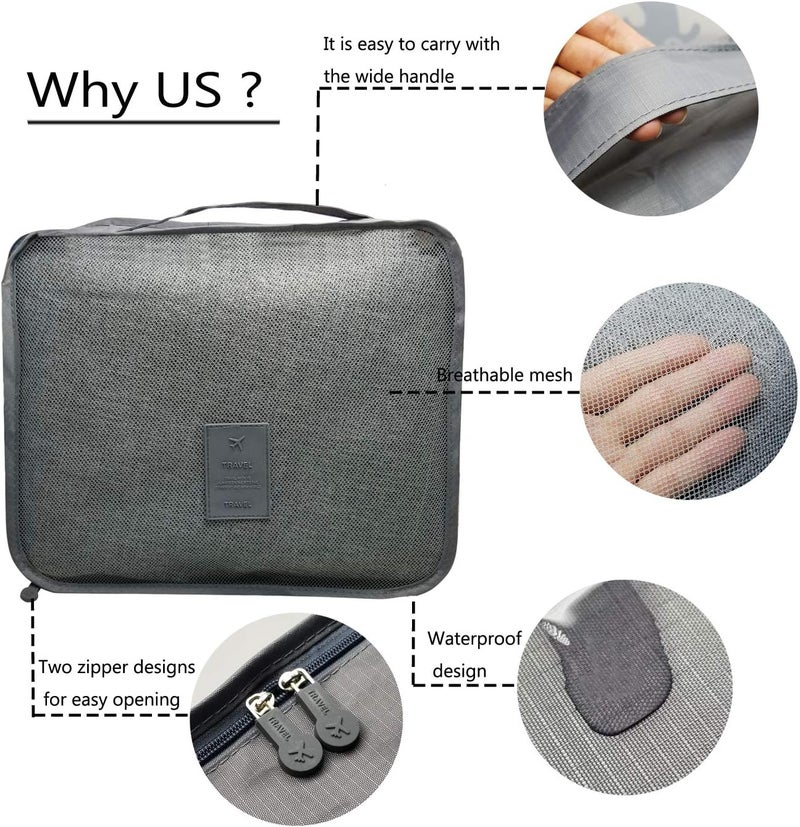 M-jump 6 Set Travel Storage Bags Multi-functional Clothing Sorting Packages, Travel Packing Compression Pouche, Luggage Organizer Pouch (grey) - Image 2