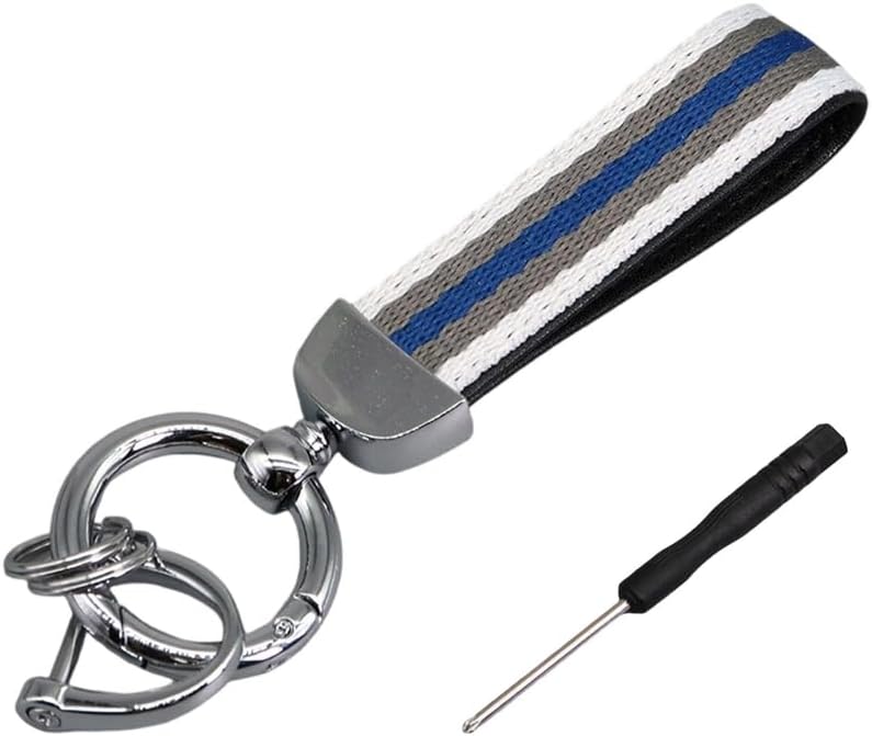 Double Layer Striped Keychain with Rings Fit for Car Keys and Home Keys Sturdy Multi Color Design - Image 1