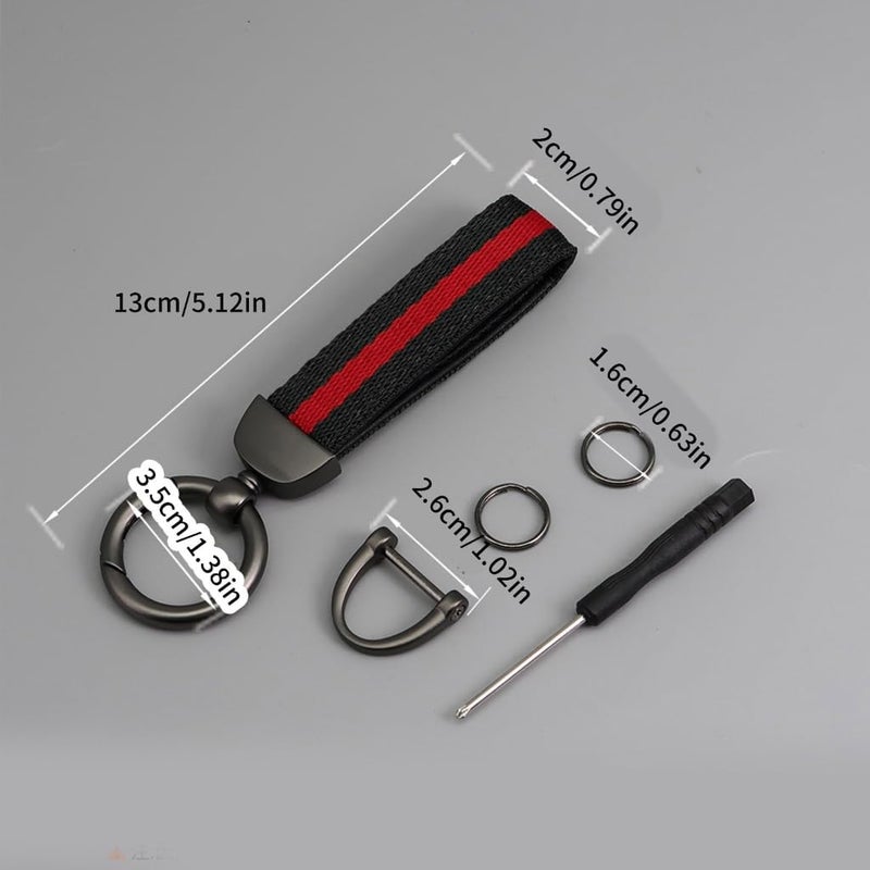 Double Layer Striped Keychain with Rings Fit for Car Keys and Home Keys Sturdy Multi Color Design - Image 3