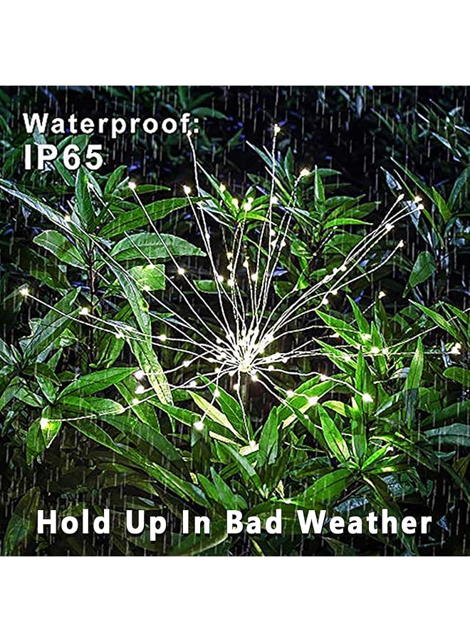 إيروريكس قطعتان من مصابيح الألعاب النارية الشمسية الخارجية للحديقة، مصابيح زخرفية تعمل بالطاقة الشمسية 120 مصباح ليد يعمل بـ 40 سلكًا نحاسيًا، مصابيح المناظر الطبيعية DIY للممرات والحدائق الخلفية والحفلات ذات اللون الأبيض الدافئ - Image 4