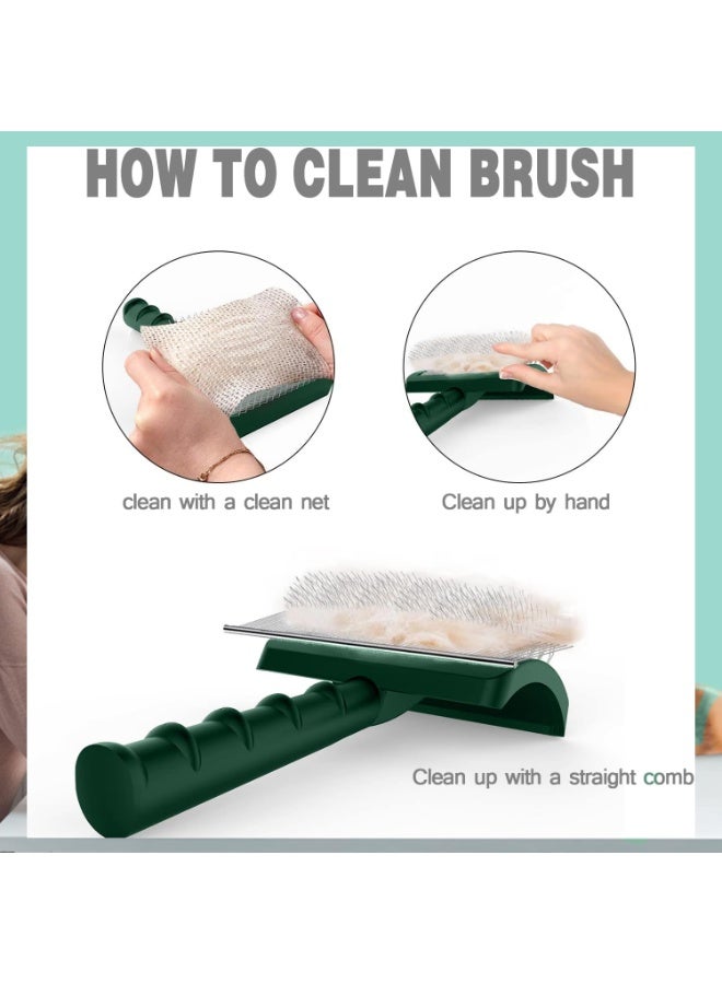 Large Slicker Dog Brush-for Long and فضفاض Haired Pet Grooming Wire Slicker Brush-for Dog Like Giant Poodles-Cats Deshedding and فضفاض Hair-يزيل الشعر المتعقد والشعر الداخلي والعائم (الأخضر) - Image 3