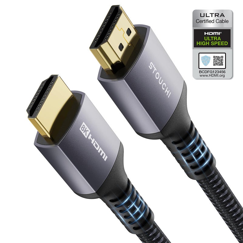 Stouchi كابل HDMI 2.1 ستوشي 10K 8K بطول 6 أقدام 48Gbps (معتمد) عالي السرعة - Image 1